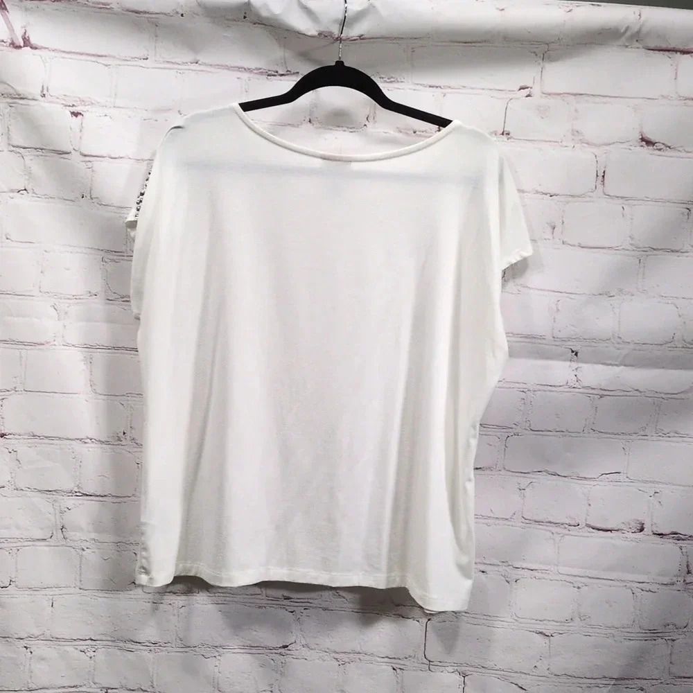 Ruby Rd Cream Studed Short Sleeve Shirt XL - Picture 7 of 9